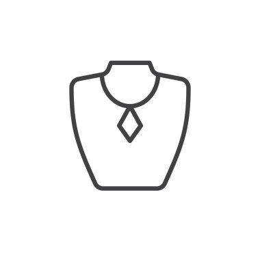 Kolye ekran satırı simgesi, Anahat vektör işareti üzerinde beyaz izole doğrusal stil piktogram. Takı büstü sembolü, logo illüstrasyon. Düzenlenebilir inme. Piksel mükemmel vektör grafikleri