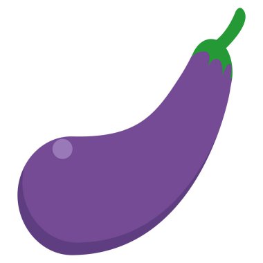 Patlıcan taze sebze simge, vektör çizim düz stil tasarım üzerinde beyaz izole. Renkli grafik