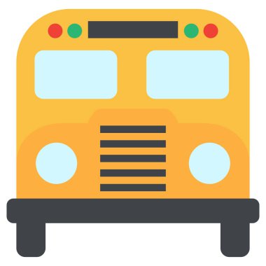 Okul otobüsü simge, vektör çizim düz stil tasarım üzerinde beyaz izole. Renkli grafik