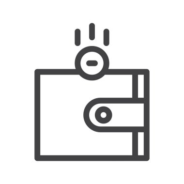 M-cüzdan para çizgi simgesiyle Anahat vektör işareti, üzerinde beyaz izole doğrusal stil piktogram. Sembol, logo illüstrasyon. Düzenlenebilir inme. Piksel mükemmel grafikler