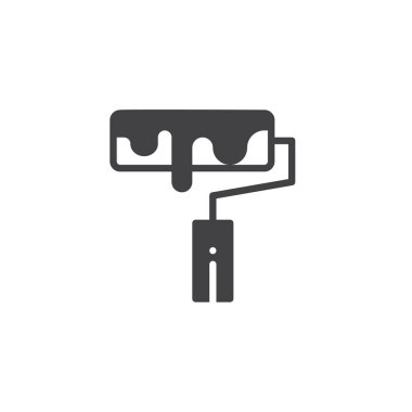 Boya silindiri simge vektör, dolu düz işareti, üzerinde beyaz izole katı piktogram. Sembol, logo illüstrasyon.