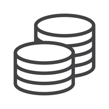 Sikke simge, satır Anahat vektör işareti, üzerinde beyaz izole doğrusal stil piktogram. Ücret sembolü, logo illüstrasyon. Düzenlenebilir inme. Piksel mükemmel vektör grafikleri