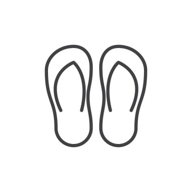 Flip flop satırı simgesi, vektör işareti, anahat üzerinde beyaz izole doğrusal stil piktogram. Sembol, logo illüstrasyon. Düzenlenebilir inme. Piksel mükemmel vektör grafikleri