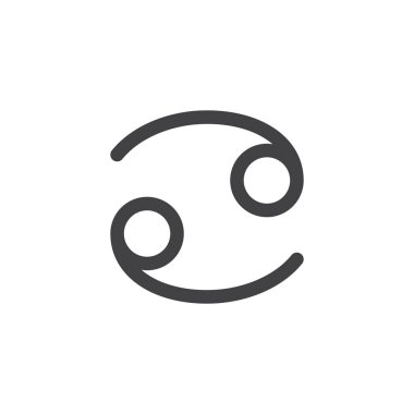 Kanser burç işareti simge vektör, düz işareti, üzerinde beyaz izole katı piktogram dolu. Astroloji sembolü, logo illüstrasyon