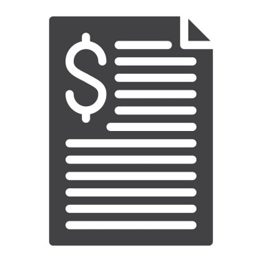 Fatura simge vektör, dolu düz işareti, üzerinde beyaz izole katı piktogram. Sembol, logo illüstrasyon. Piksel mükemmel grafikler