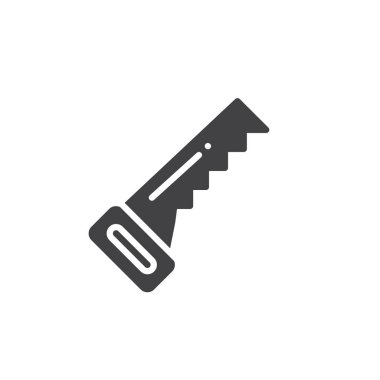 El testere iş aracı simge vektör, dolu düz işareti, üzerinde beyaz izole katı piktogram. Sembol, logo illüstrasyon.