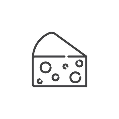 Peynir satırı simgesi, vektör işareti, anahat üzerinde beyaz izole doğrusal stil piktogram. Sembol, logo illüstrasyon. Düzenlenebilir kontur