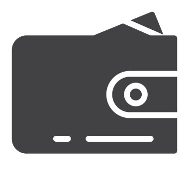 M-cüzdan para simge vektör ile düz işareti, üzerinde beyaz izole katı piktogram dolu. Sembol, logo illüstrasyon. Piksel mükemmel grafikler