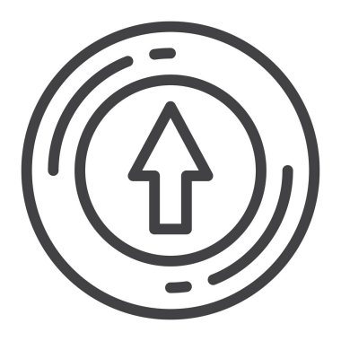 Yukarı ok çizgi simgesi, Anahat vektör işareti, üzerinde beyaz izole doğrusal stil piktogram. Sembol, logo illüstrasyon. Düzenlenebilir kontur