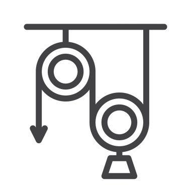 Fizik ders satırı simgesi, Anahat vektör işareti üzerinde beyaz izole doğrusal stil piktogram. Sembol, logo illüstrasyon. Düzenlenebilir inme. Piksel mükemmel grafikler