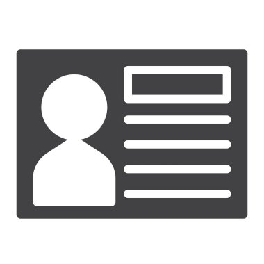 Kartvizit simge vektör, düz işareti, üzerinde beyaz izole katı piktogram dolu. Sembol, logo illüstrasyon. Piksel mükemmel grafikler