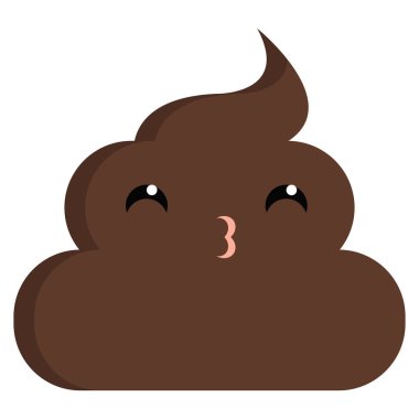 Gözleri kötü kokulu kaka boku emoji düz simgesi gülümseyen yüz öpüşme, vektör işareti, renkli sembol üzerinde beyaz izole. Sembol, logo illüstrasyon. Düz stil tasarım