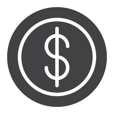 Cent sikke simge vektör, düz işareti, üzerinde beyaz izole katı piktogram dolu. Sembol, logo illüstrasyon. Piksel mükemmel grafikler