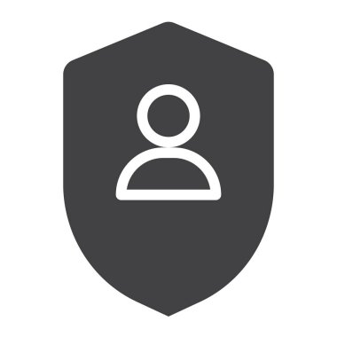 Kalkan simge vektör, dolu düz işareti, üzerinde beyaz izole katı piktogram. Sembol, logo illüstrasyon. Piksel mükemmel grafikler