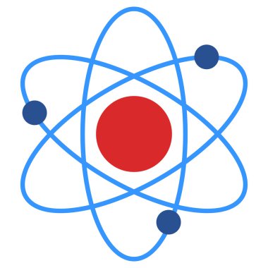 Atom Molekül Biyoloji Bilim yapısı simge, vektör çizim düz stil tasarım üzerinde beyaz izole. Renkli grafik