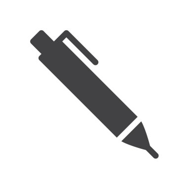 Office kalem simge vektör, düz işareti, üzerinde beyaz izole katı piktogram dolu. Sembol, logo illüstrasyon. Piksel mükemmel grafikler