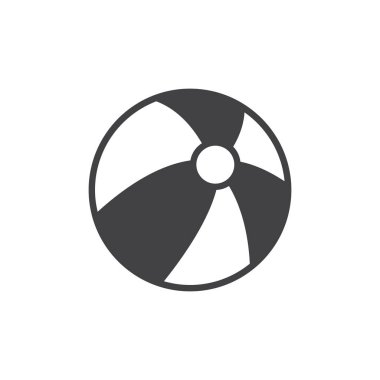 Plaj topu simge vektör, düz işareti, üzerinde beyaz izole katı piktogram dolu. Sembol, logo illüstrasyon. Piksel mükemmel vektör grafikleri