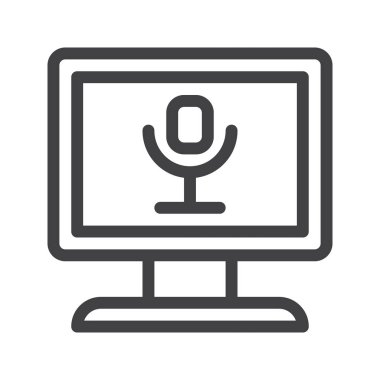 Ekran satırı simgesi, vektör işareti, anahat üzerinde beyaz izole doğrusal stil piktogram. Sembol, logo illüstrasyon. Düzenlenebilir kontur.