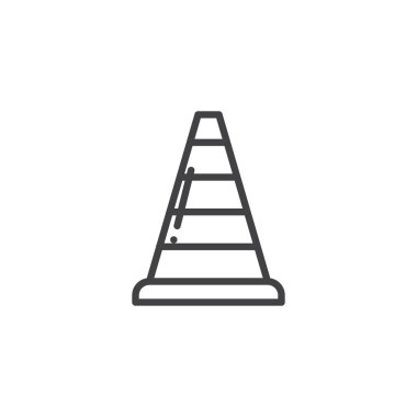 Trafik koni satırı simgesi, vektör işareti, anahat üzerinde beyaz izole doğrusal stil piktogram. Sembol, logo illüstrasyon. Düzenlenebilir kontur