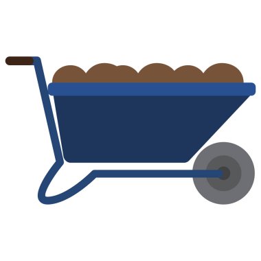 Bahçe el arabası simge, vektör çizim düz stil tasarım üzerinde beyaz izole. Renkli grafik