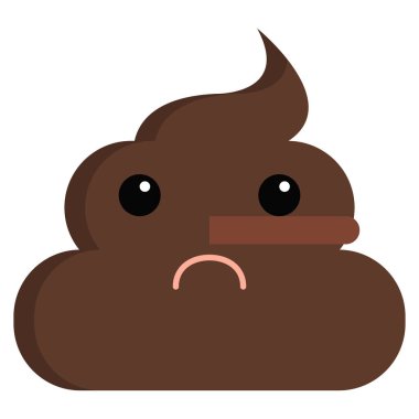 Yüz kötü kokulu kaka boku emoji düz simgesi yalan, vektör işareti, renkli sembol üzerinde beyaz izole. Sembol, logo illüstrasyon. Düz stil tasarım
