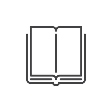 Kitap satırı simgesi, vektör işareti, anahat üzerinde beyaz izole doğrusal stil piktogram. Sembol, logo illüstrasyon. Düzenlenebilir inme. Piksel mükemmel vektör grafikleri