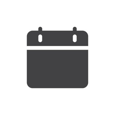 Takvim basit simge vektör, dolu düz işareti, katı glif beyaz izole. Sembol, logo illüstrasyon. Piksel mükemmel vektör grafikleri