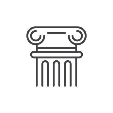 Antik sütun satırı simgesi, Anahat vektör işareti üzerinde beyaz izole doğrusal stil piktogram. Geçmiş sembolü, logo illüstrasyon. Düzenlenebilir inme. Piksel mükemmel vektör grafikleri