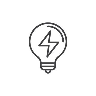 Elektrik ışık ampul satırı simgesi, Anahat vektör işareti üzerinde beyaz izole doğrusal stil piktogram. Sembol, logo illüstrasyon. Düzenlenebilir inme. Piksel mükemmel vektör grafikleri