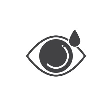 Simge vektör, dolu düz işareti, üzerinde beyaz izole katı piktogram göz damlası. Sağlık ve Tıp sembolü, logo illüstrasyon