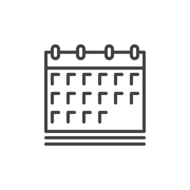 Takvim satırı simgesi, vektör işareti, anahat üzerinde beyaz izole doğrusal stil piktogram. Sembol, logo illüstrasyon. Düzenlenebilir inme. Piksel mükemmel vektör grafikleri
