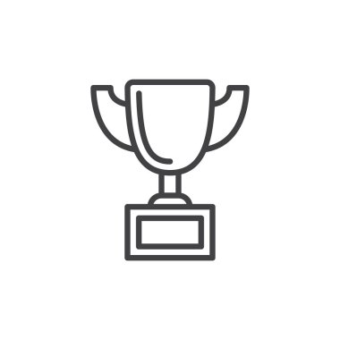 Trophy Kupası satırı simgesi, Anahat vektör işareti üzerinde beyaz izole doğrusal stil piktogram. Sembol, logo illüstrasyon. Düzenlenebilir inme. Piksel mükemmel vektör grafikleri