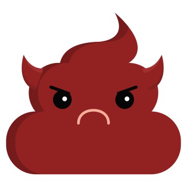 Yüz boynuzları kötü kokulu kaka boku emoji düz simgesi ile gülümseyen, vektör işareti, renkli sembol üzerinde beyaz izole. Sembol, logo illüstrasyon. Düz stil tasarım