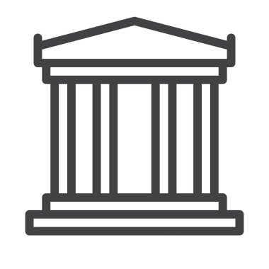 Tarih satırı simgesi, bina Anahat vektör işareti, üzerinde beyaz izole doğrusal stil piktogram. Sembol, logo illüstrasyon. Düzenlenebilir inme. Piksel mükemmel grafikler