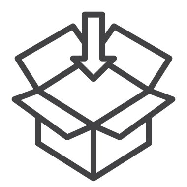 Aç kutusu satırı simgesi, vektör işareti, anahat üzerinde beyaz izole doğrusal stil piktogram. Sembol, logo illüstrasyon. Düzenlenebilir inme. Piksel mükemmel grafikler