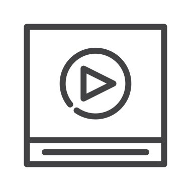 Video oynatıcı satırı simgesi, Anahat vektör işareti üzerinde beyaz izole doğrusal stil piktogram. Sembol, logo illüstrasyon. Düzenlenebilir inme. Piksel mükemmel grafikler