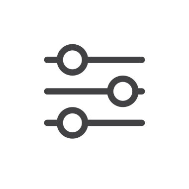 Ayarları kaydırıcıları satır basit simgesi, Anahat vektör işareti, üzerinde beyaz izole doğrusal stil piktogram. Tercihler sembolü, logo illüstrasyon. Düzenlenebilir inme. Piksel mükemmel vektör grafikleri