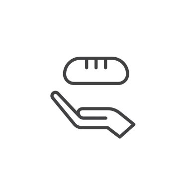 El simge vektör, dolu düz işareti, üzerinde beyaz izole katı piktogram ekmek. Sadaka sembolü, logo illüstrasyon