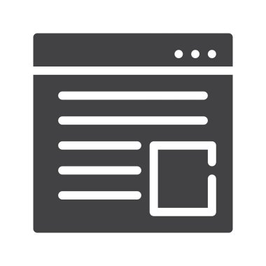 Tarayıcı simge vektör, düz işareti, üzerinde beyaz izole katı piktogram dolu. Sembol, logo illüstrasyon.