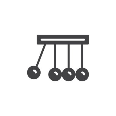 Fizik simge vektör, düz işareti, üzerinde beyaz izole katı piktogram dolu. Newton'un beşiği sembolü, logo illüstrasyon. Piksel mükemmel vektör grafikleri