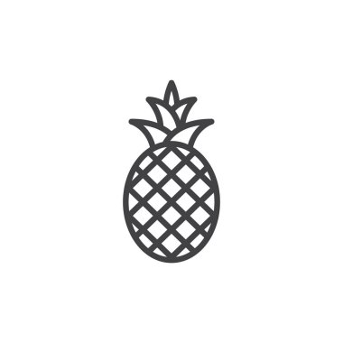 Ananas satırı simgesi, Anahat vektör işareti üzerinde beyaz izole doğrusal stil piktogram. Sembol, logo illüstrasyon. Düzenlenebilir inme. Piksel mükemmel vektör grafikleri