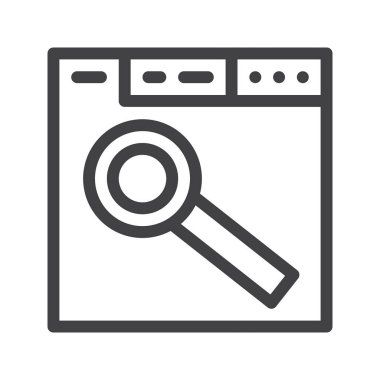 Internet arama tarayıcı satırı simgesi, Anahat vektör işareti üzerinde beyaz izole doğrusal stil piktogram. Sembol, logo illüstrasyon. Düzenlenebilir kontur.