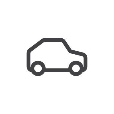 Araba satırı basit simgesi, Anahat vektör işareti üzerinde beyaz izole doğrusal stil piktogram. Araç simgesi, logo illüstrasyon. Düzenlenebilir inme. Piksel mükemmel vektör grafikleri