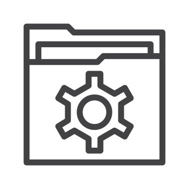 Klasör satırı simgesi, Anahat vektör işareti üzerinde beyaz izole doğrusal stil piktogram. Sembol, logo illüstrasyon. Düzenlenebilir kontur.