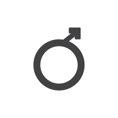 Erkek cinsiyet simge vektör, düz işareti, üzerinde beyaz izole katı piktogram dolu. Sembol, logo illüstrasyon