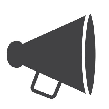 Megafon simge vektör, dolu düz işareti, üzerinde beyaz izole katı piktogram. Sembol, logo illüstrasyon. Piksel mükemmel graphicsicon vektör, düz işareti, üzerinde beyaz izole katı piktogram dolu. Sembol, logo illüstrasyon. Piksel mükemmel grafikler