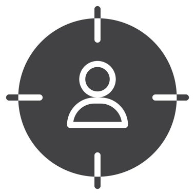 Amaç simge vektör, dolu düz işareti, üzerinde beyaz izole katı piktogram. Sembol, logo illüstrasyon. Piksel mükemmel grafikler