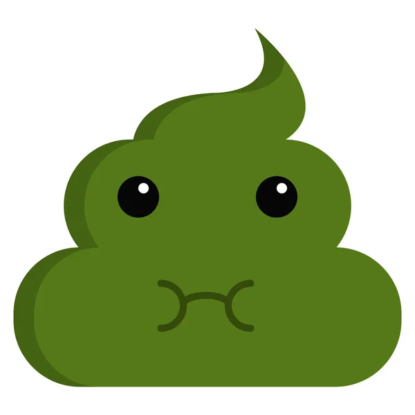 Nauseated Face Stinky Poop Shit Emoji Flat Icon Vector Sign — Stock Vector
