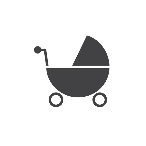 赤ちゃんベビーカー アイコン ベクトル 塗りつぶされたフラット記号白地分離固体のピクトグラム シンボル ロゴの図 — ストックベクタ