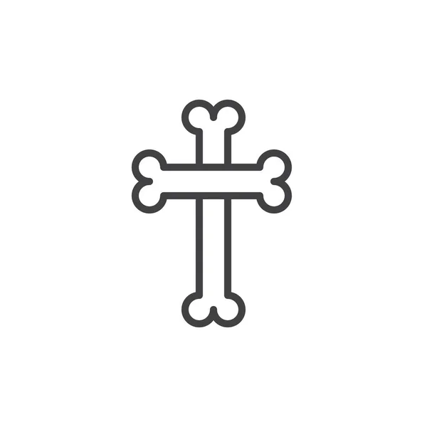Кости Виде Значка Перекрестной Линии Очертания Векторного Знака Пиктограммы Линейного — стоковый вектор